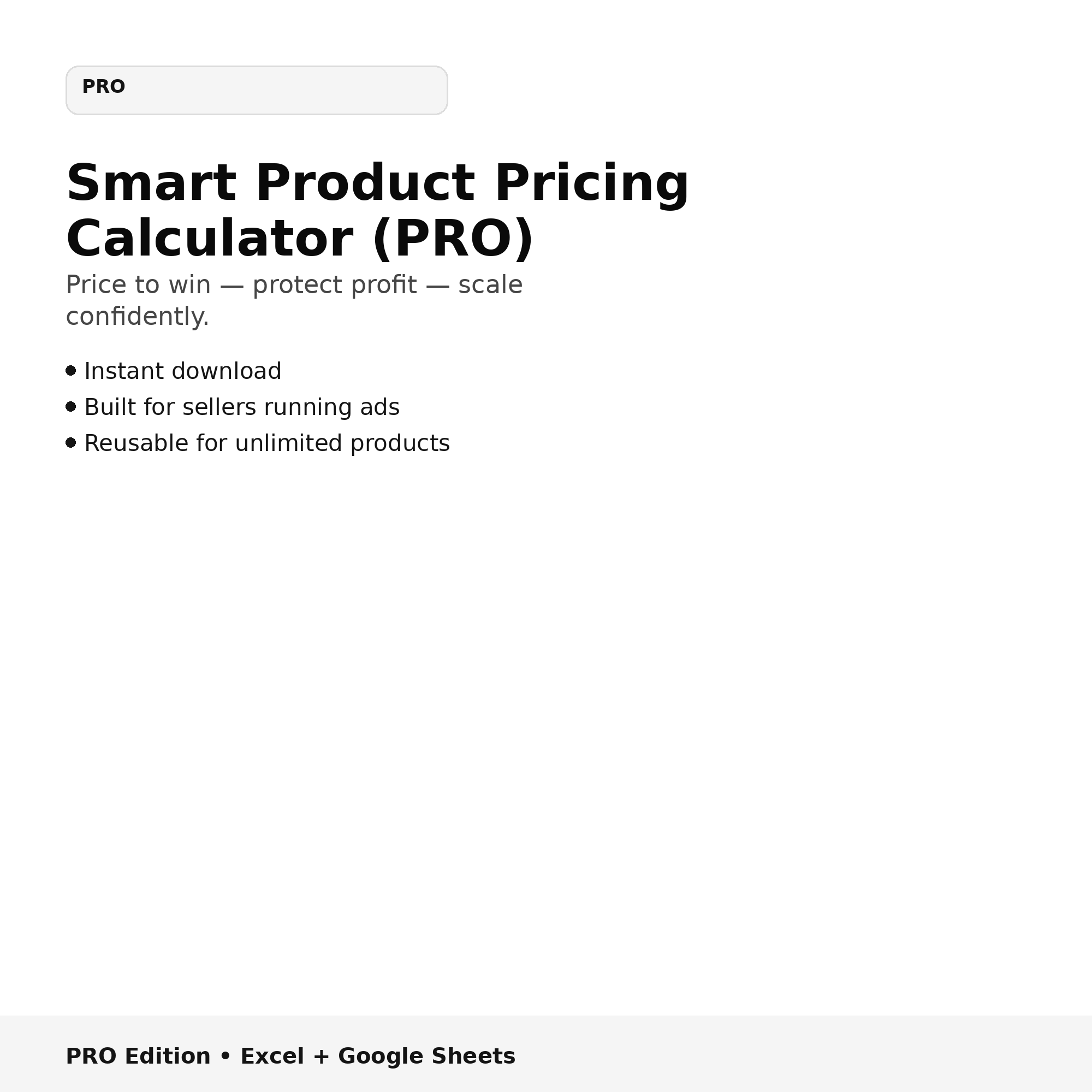 Smart Product Pricing Calculator - PRO Edition | ROAS Tracker & Scenario Planner