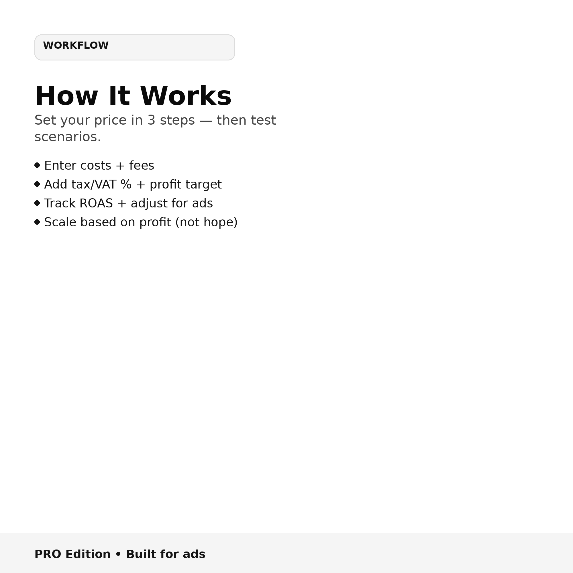 Smart Product Pricing Calculator - PRO Edition | ROAS Tracker & Scenario Planner