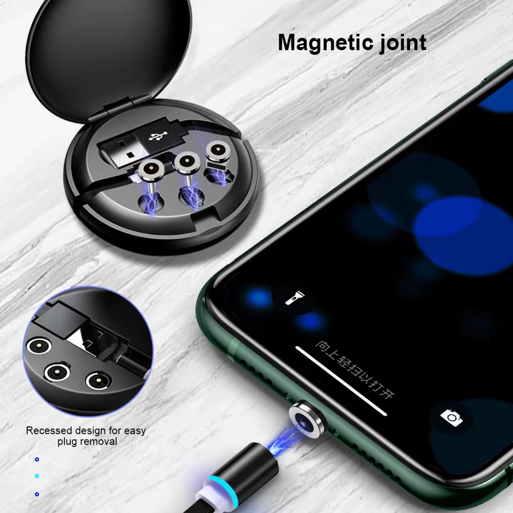 3-in-1 Magnetic USB Cable - Fast Charging for iPhone, Android & Type-C | Universal Charger