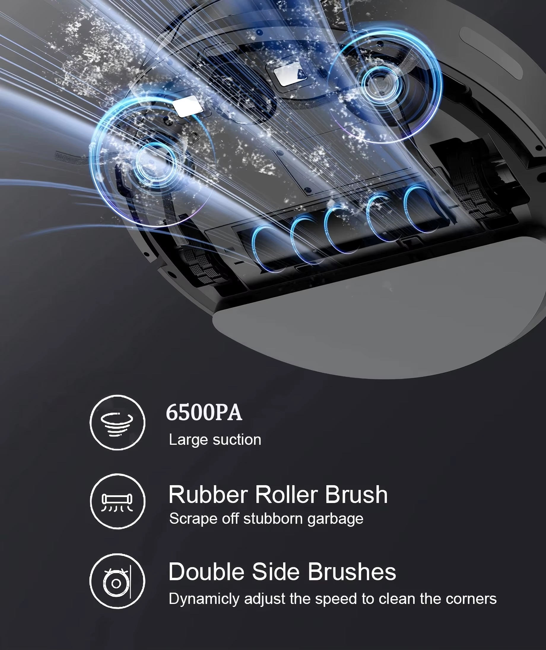 V6 Robot Vacuum Cleaner - 6500PA Suction, 2-in-1 Mop & Vacuum | App Control, Self-Charging