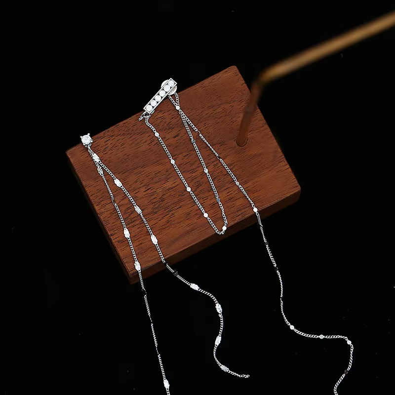 925 Sterling Silver Tassel Earrings - Long Asymmetric Fashion Earrings | Wedding Jewelry Gift