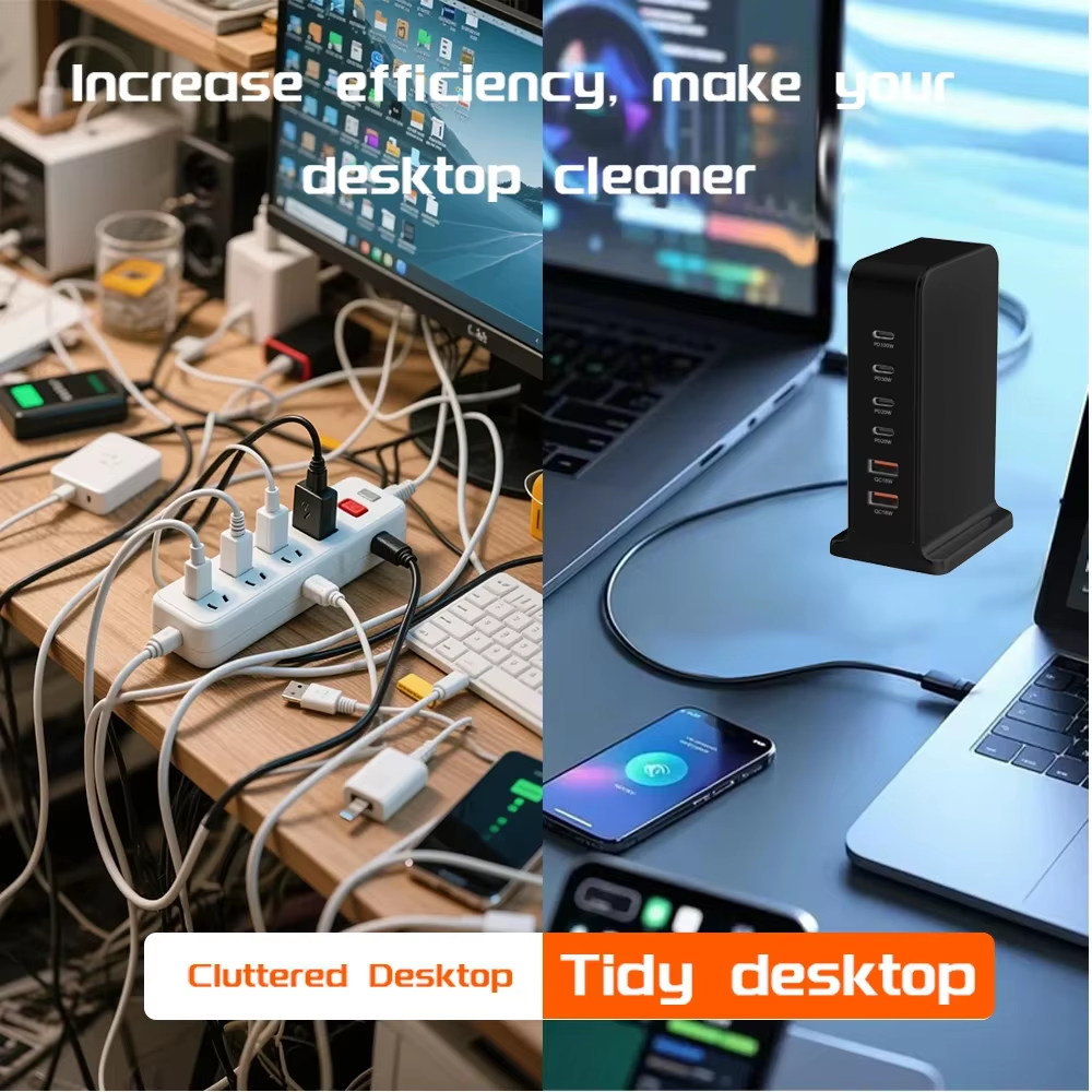 200W GaN Charger - 6-Port Desktop Charging Station | Fast Charge MacBook, iPhone, iPad & More