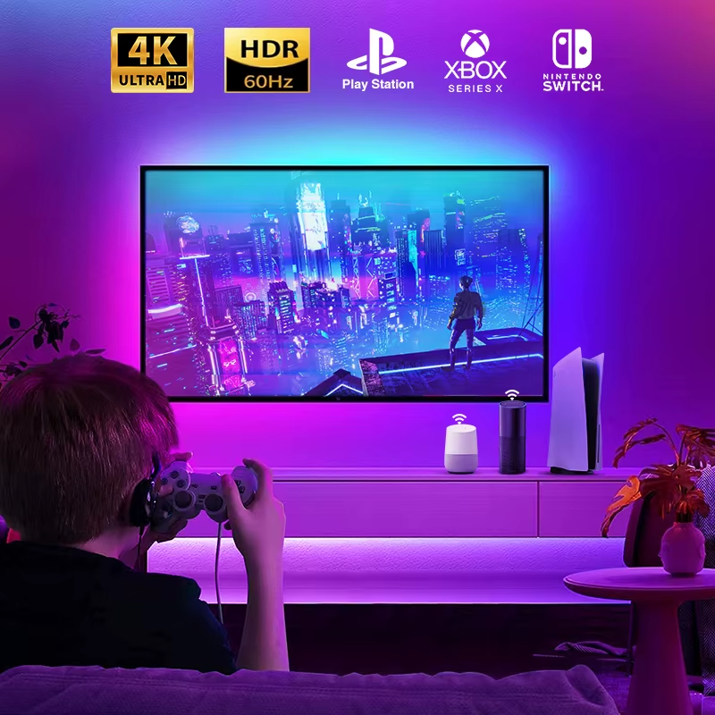 Smart TV Backlight LED Strip - 4K HDMI RGBIC Sync, Alexa & Google Compatible | Ambient Lighting Kit