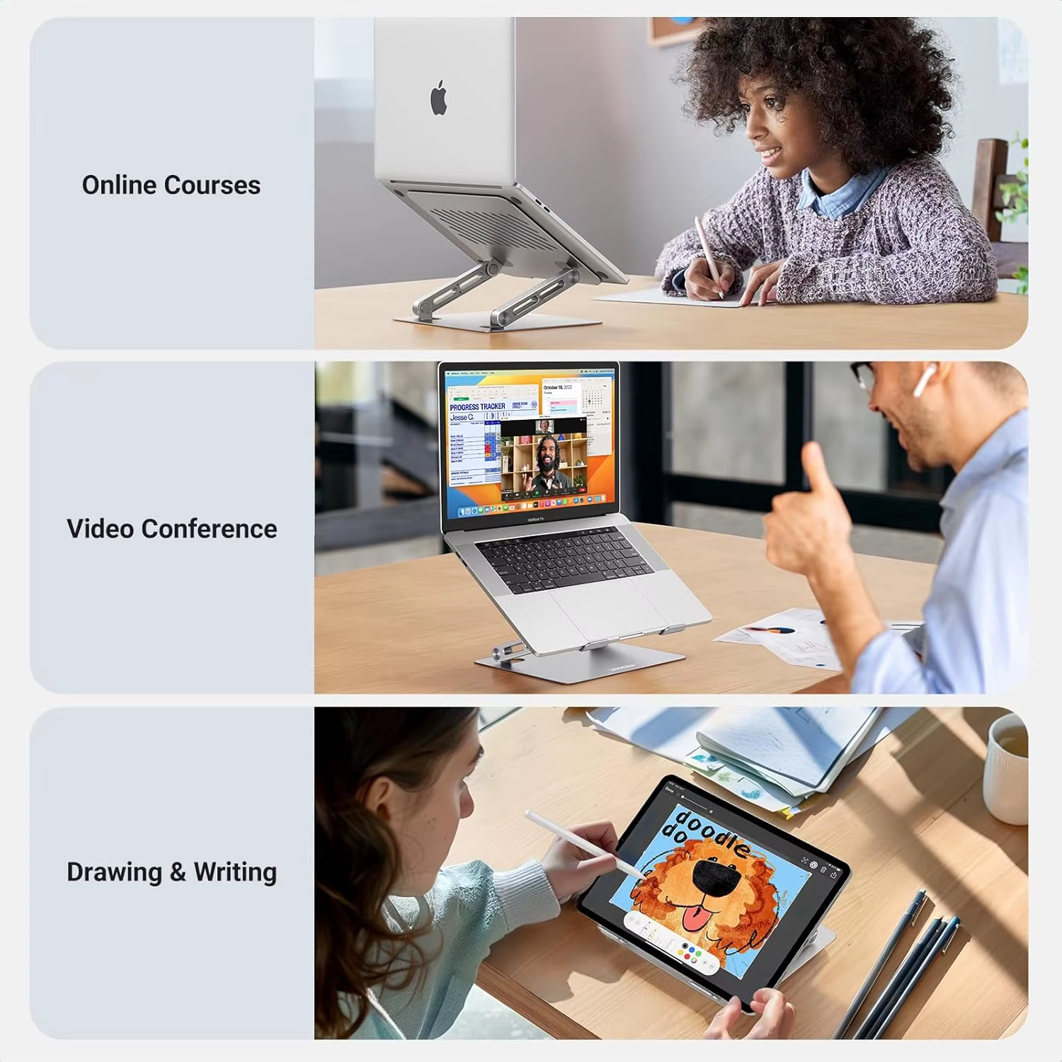 UGREEN Adjustable Laptop Stand - Ergonomic Foldable Riser with Heat-Vent | Portable Desk Stand