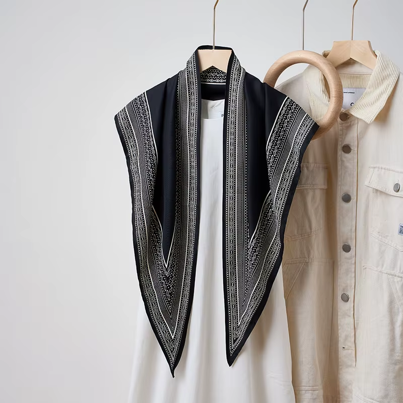 Aesthetic Head Wrap Triangle Scarf - Chiffon Cooling Twill Print | Versatile Hair & Neck Scarf for Women