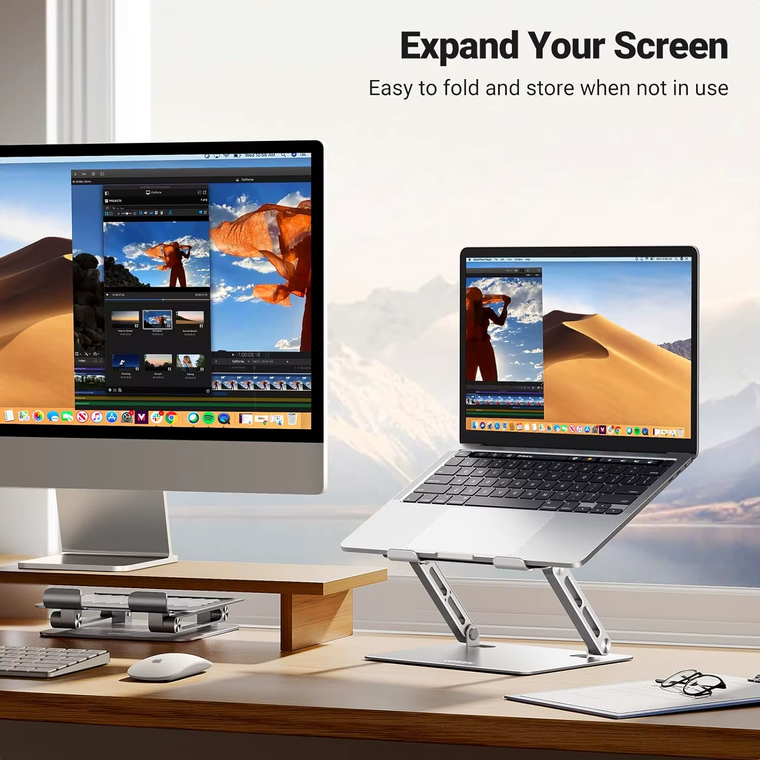 UGREEN Adjustable Laptop Stand - Ergonomic Foldable Riser with Heat-Vent | Portable Desk Stand