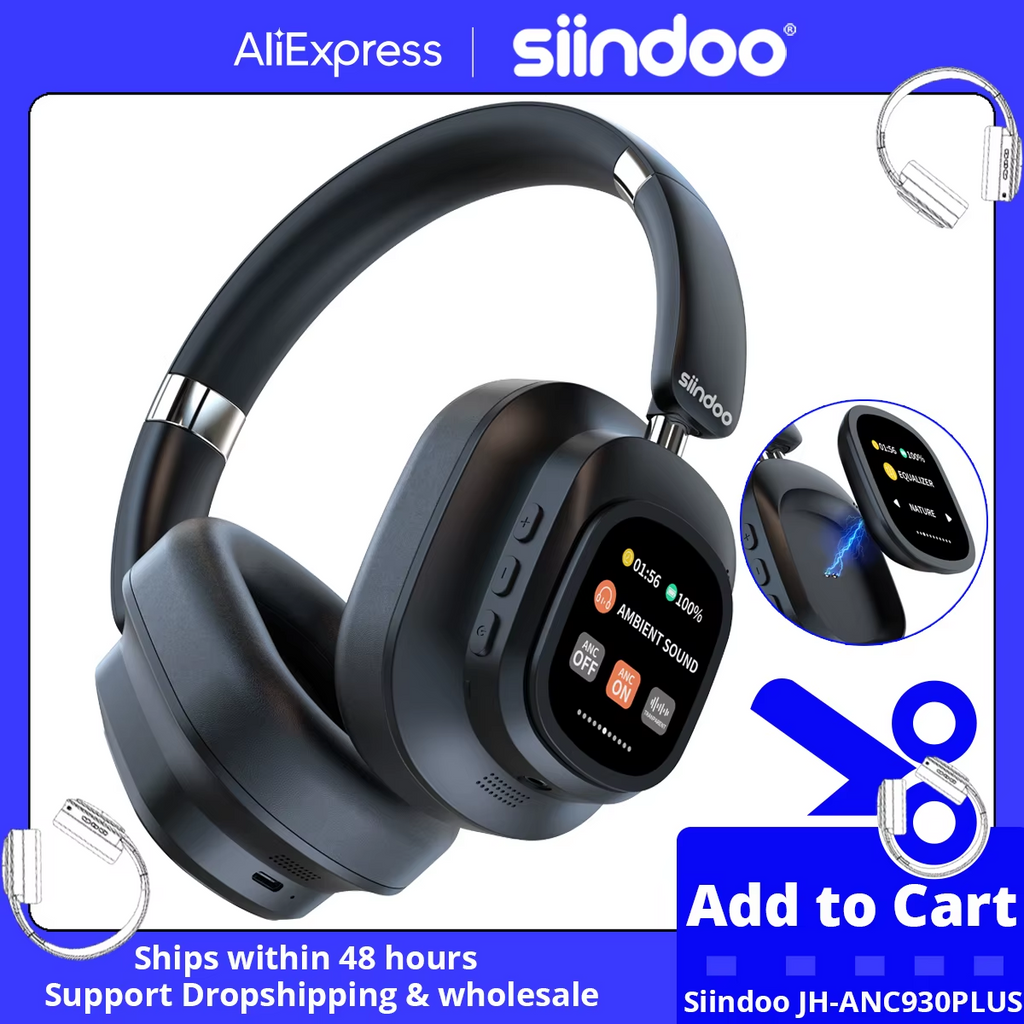Siindoo Wireless Headphones - Active Noise Cancelling Bluetooth 5.3 Headphones