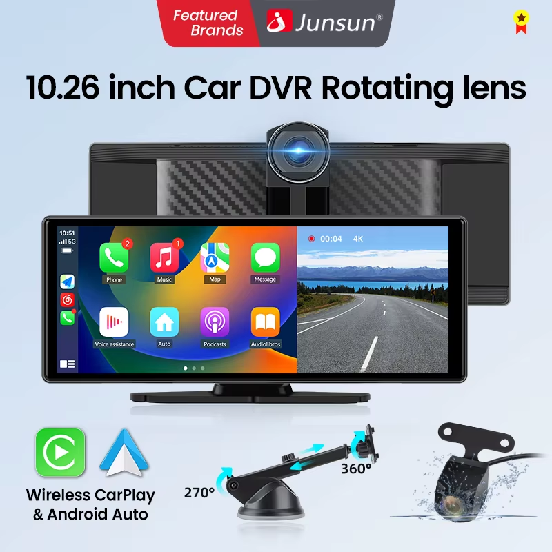 10.26" Universal Car Multimedia Player - 4K Camera, Wireless CarPlay & Android Auto | Dashboard Screen