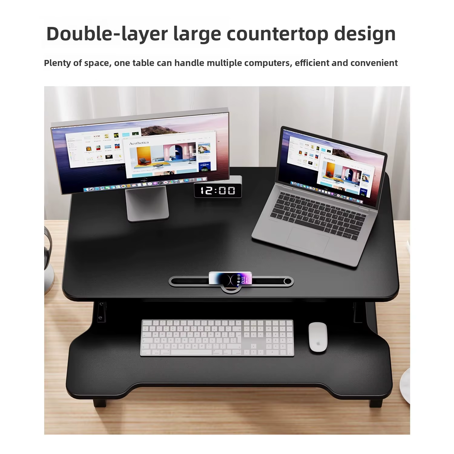 Height Adjustable Standing Desk - Modern Minimalist Computer Table | Ergonomic Laptop Riser