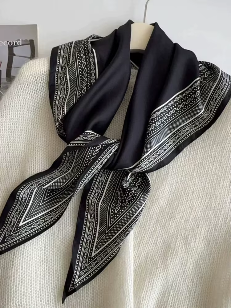 Aesthetic Head Wrap Triangle Scarf - Chiffon Cooling Twill Print | Versatile Hair & Neck Scarf for Women