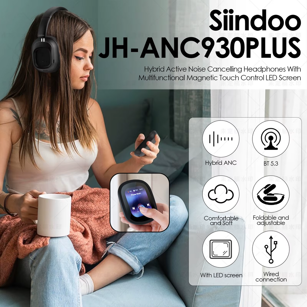 Siindoo Wireless Headphones - Active Noise Cancelling Bluetooth 5.3 Headphones