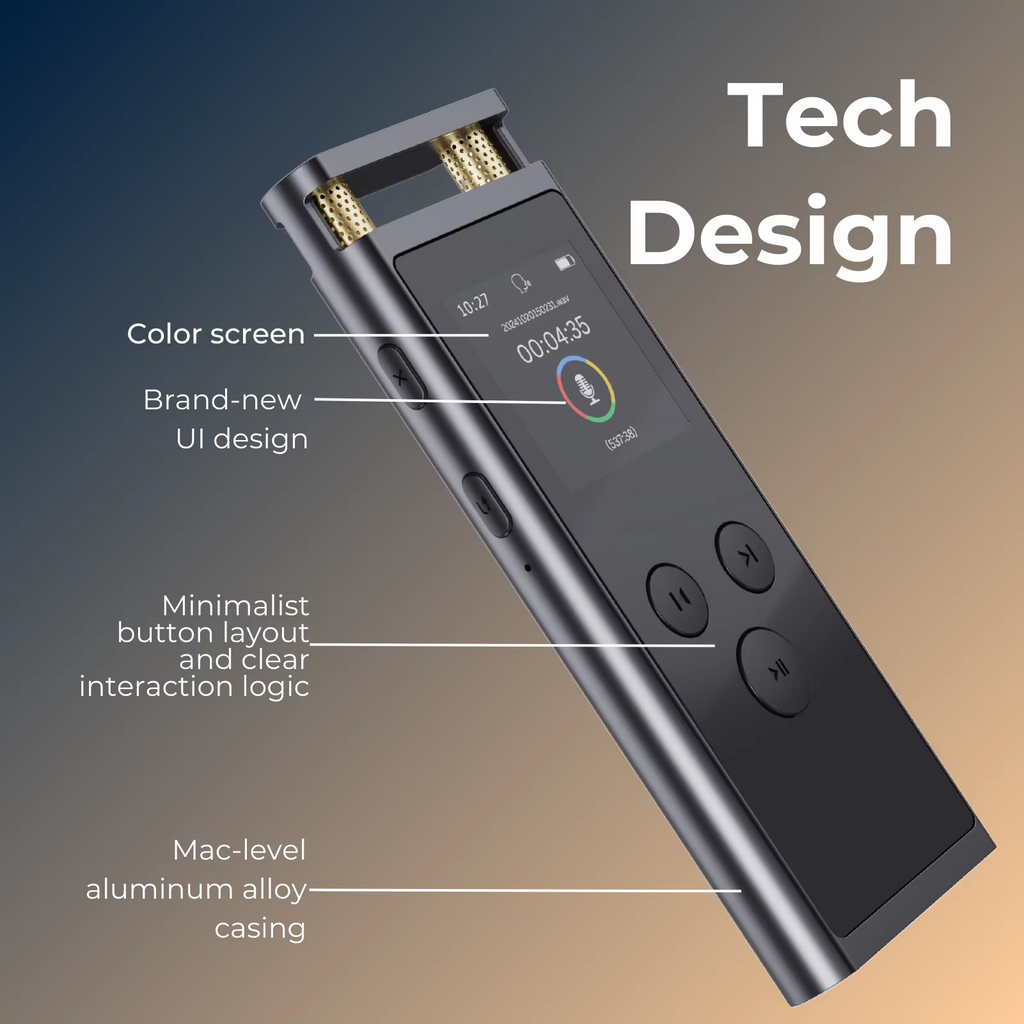 AI Voice Recorder - 64GB Transcription, Translation & Mind Mapping | Smart Dictaphone