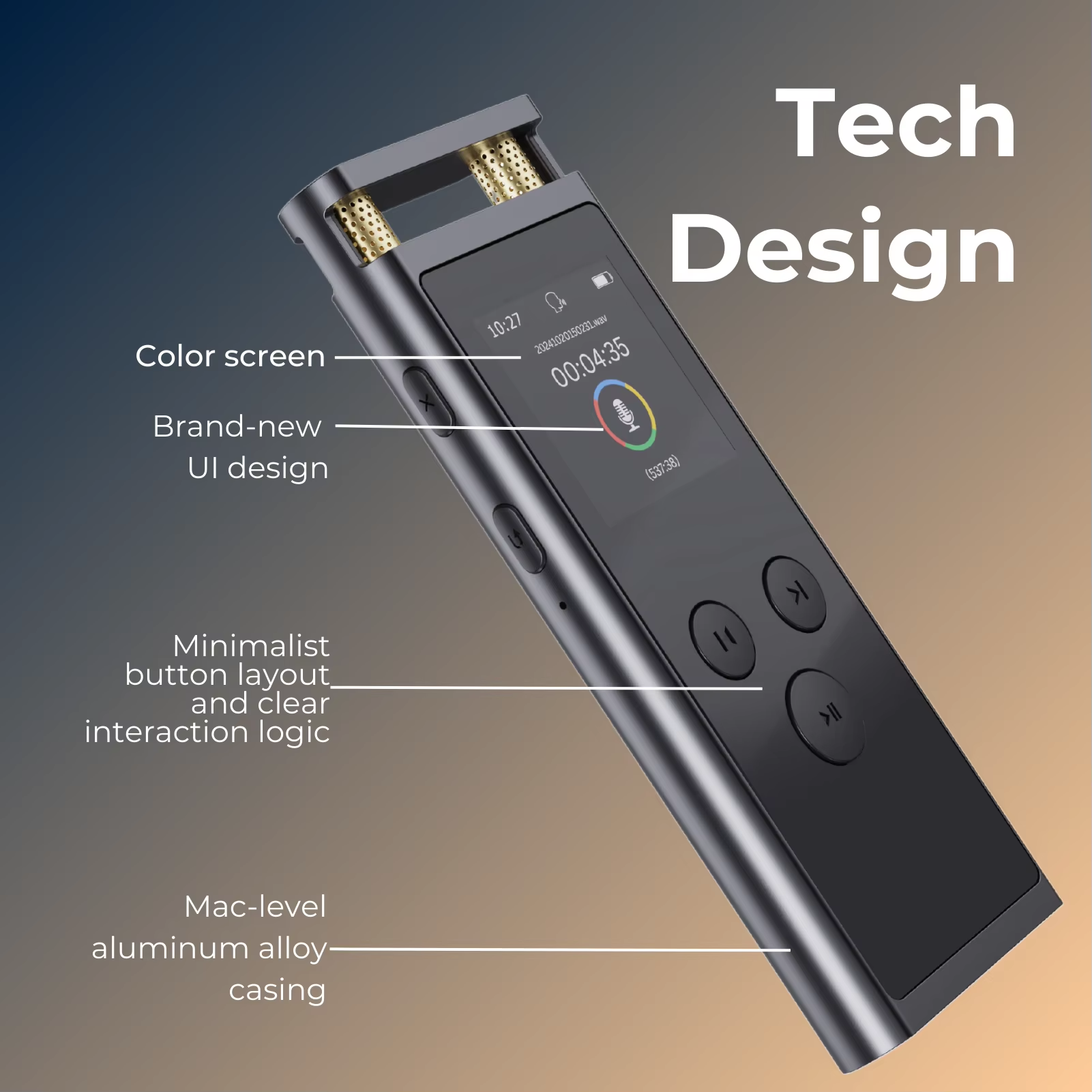 AI Voice Recorder - 64GB Transcription, Translation & Mind Mapping | Smart Dictaphone