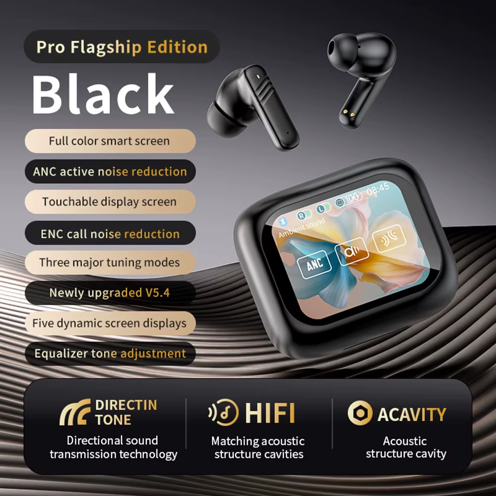 LX10 Wireless Earbuds - 2" Touch Screen, ANC Noise Cancellation, 24H Battery | Bluetooth 5.4