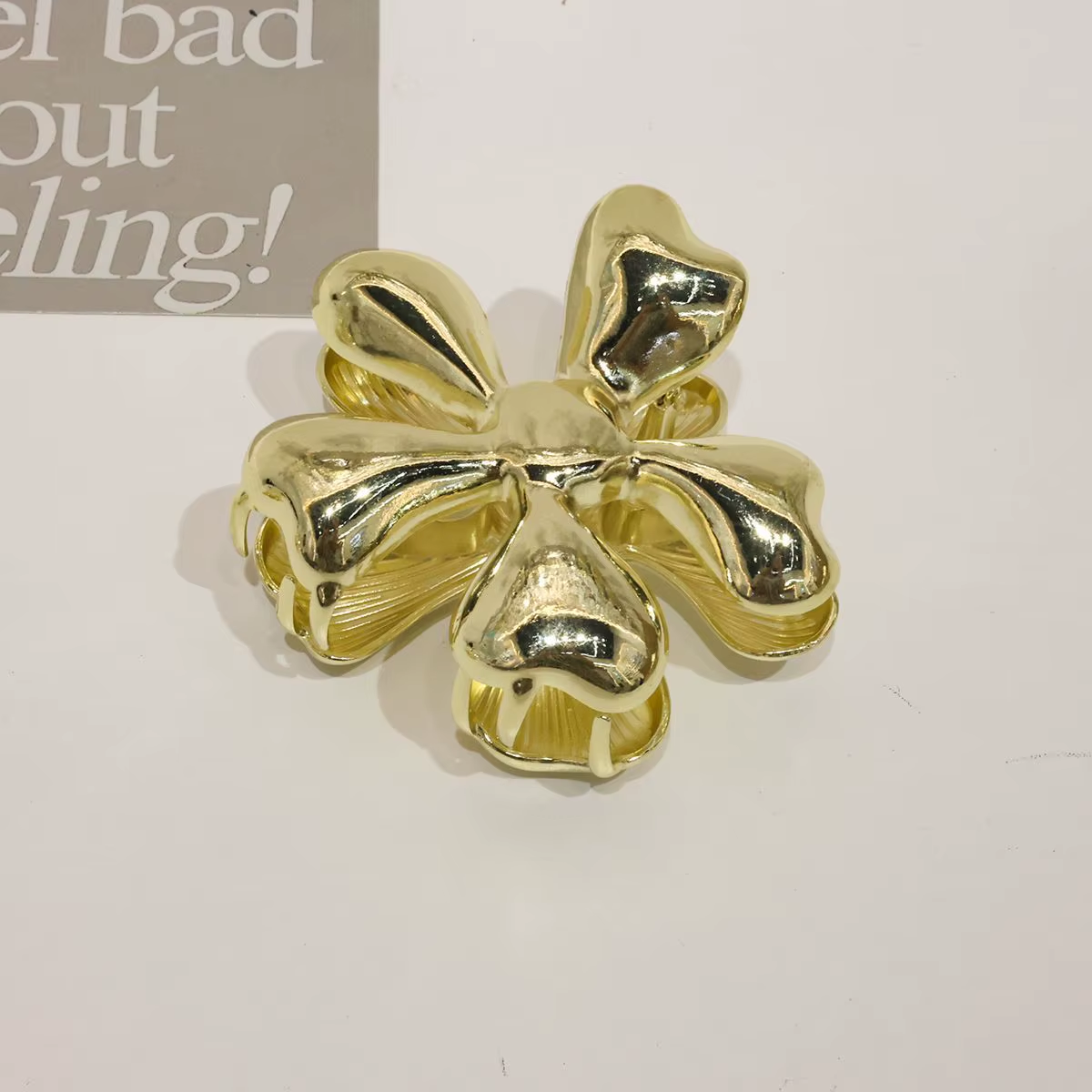 Gold Metal Hair Claw Clips Set - Shell Flower Shaped Big Jaw Clips | Retro Luxury Hair Accessories