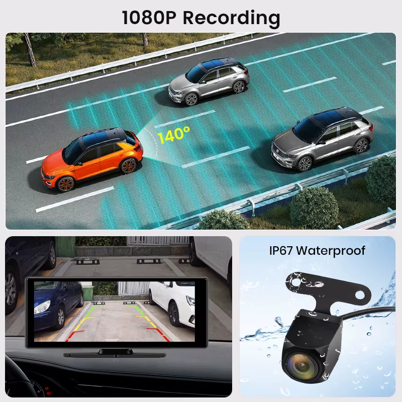 10.26" Universal Car Multimedia Player - 4K Camera, Wireless CarPlay & Android Auto | Dashboard Screen