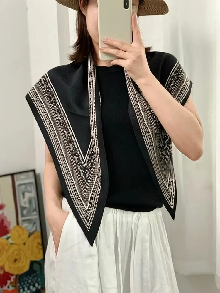 Aesthetic Head Wrap Triangle Scarf - Chiffon Cooling Twill Print | Versatile Hair & Neck Scarf for Women