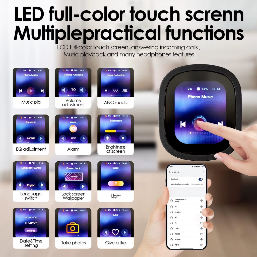 Siindoo Wireless Headphones - Active Noise Cancelling Bluetooth 5.3 Headphones